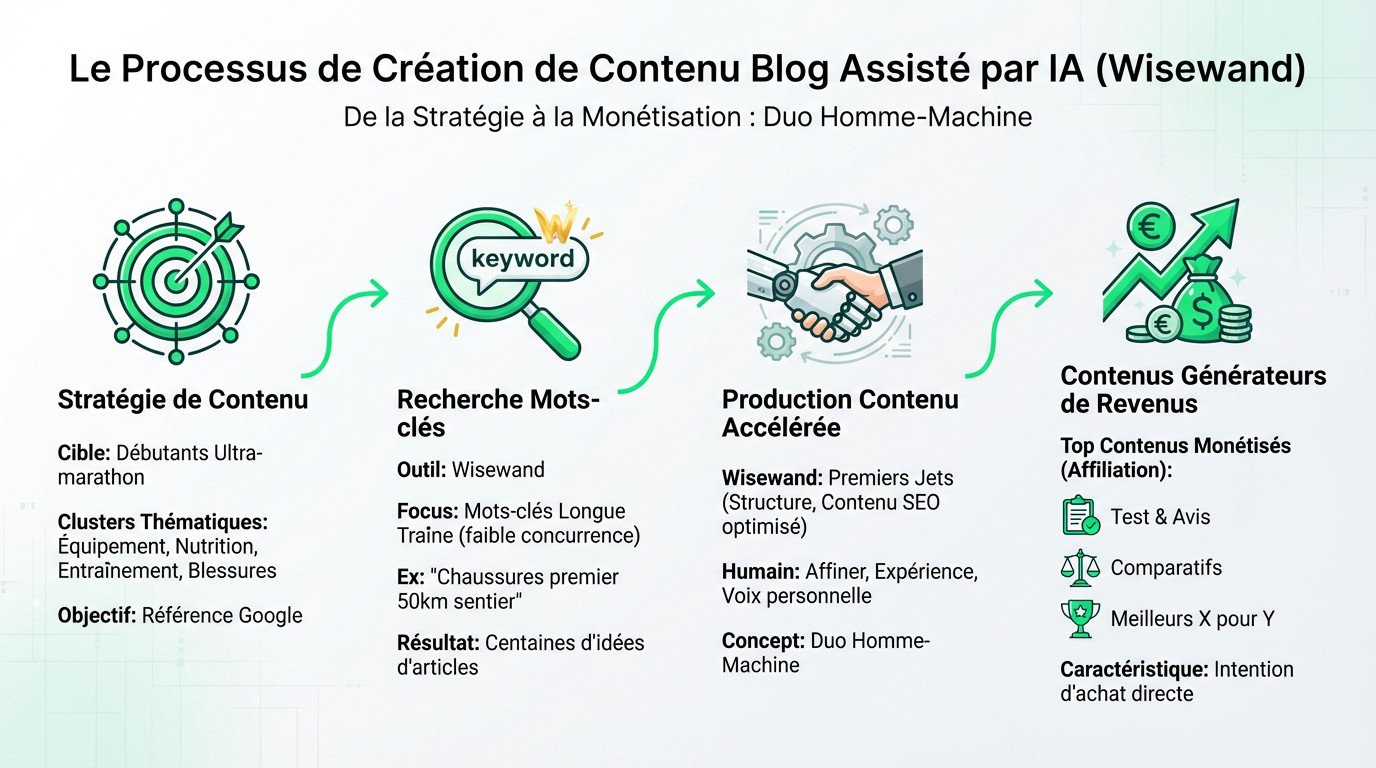 Processus de création de contenu optimisé pour un blog de niche avec l'outil IA Wisewand