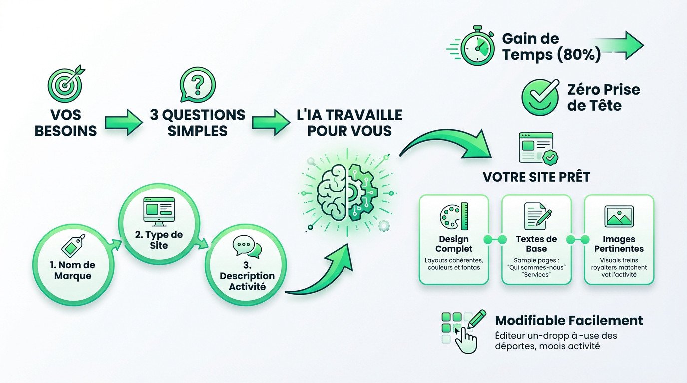 Interface de création de site web simplifiée par l'IA d'Hostinger