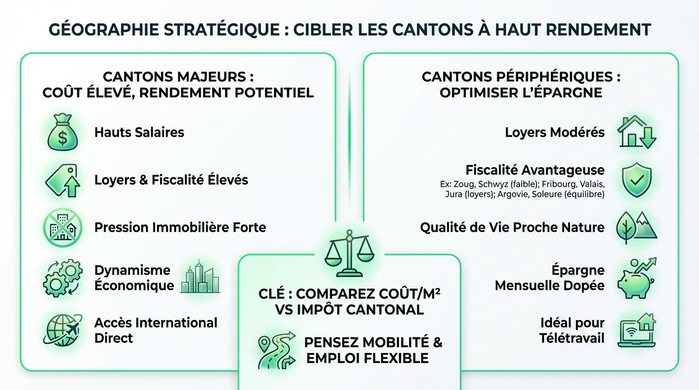 Carte de la stratégie géographique en Suisse pour booster son épargne