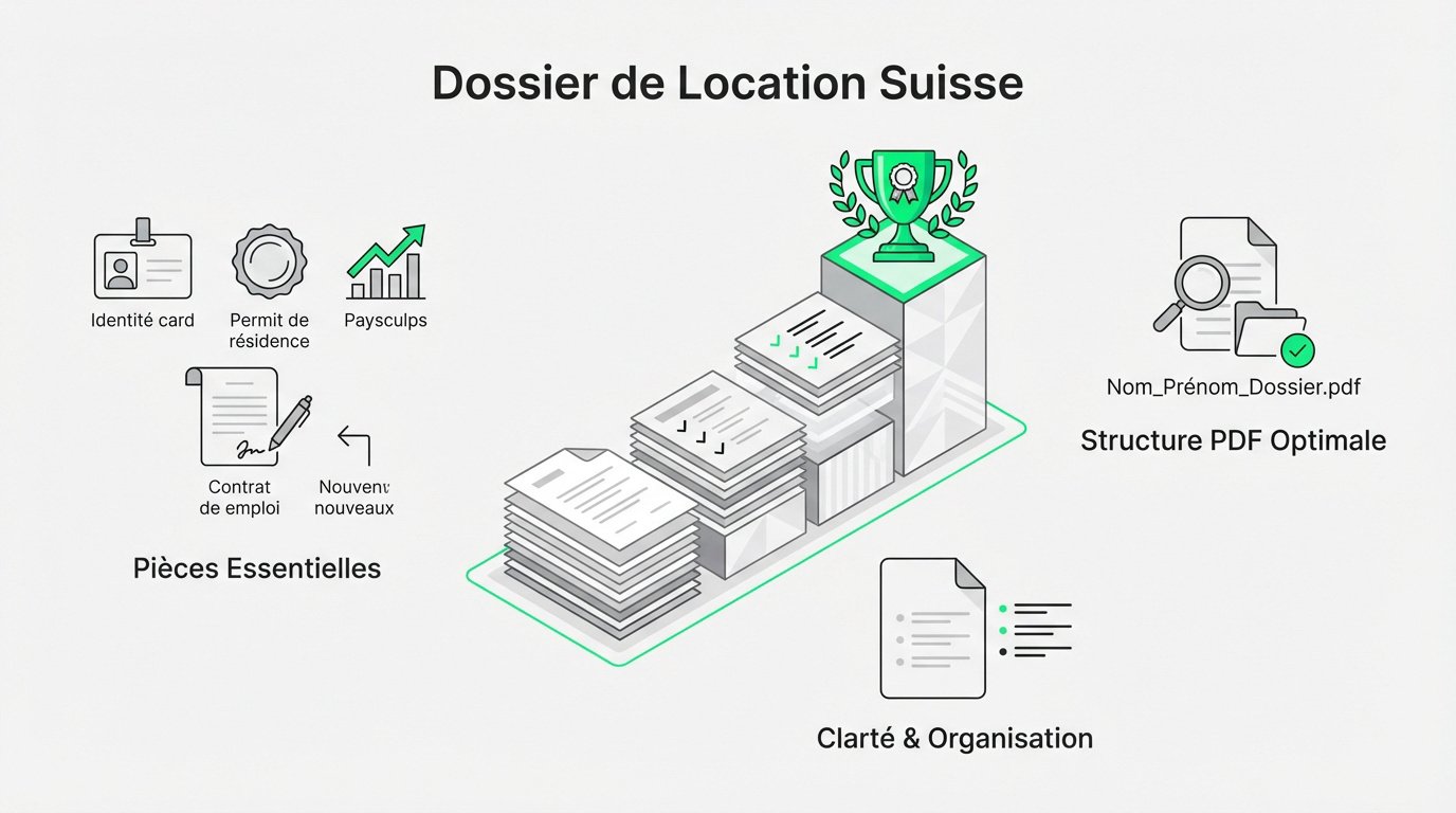 Dossier de location suisse complet avec clés et documents administratifs